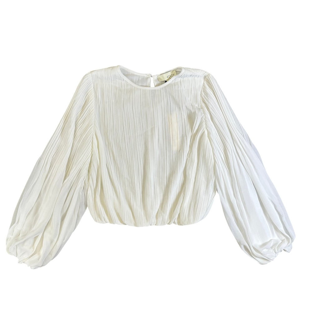 NWT Pinch Off White Pleated Woven Blouse Top Sleeveless Blouson Hem 4481T Medium